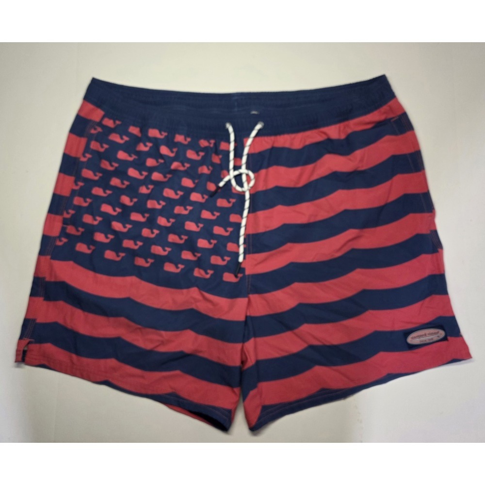 Vineyard Vines Mens Size XL Blue/Pink Striped Swim Trunk